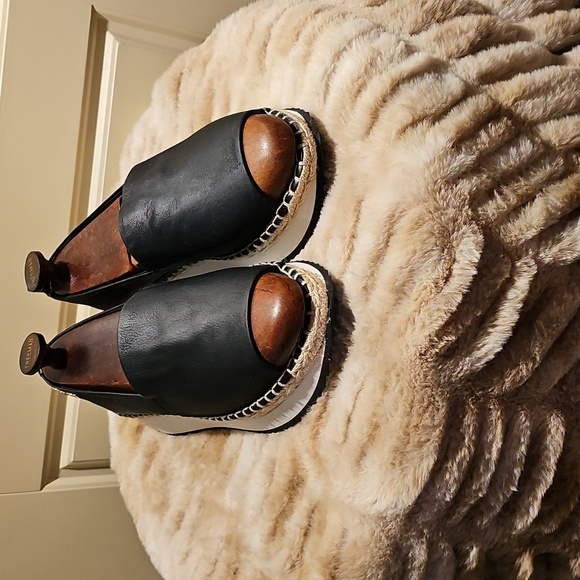 DKNY- Orza Women's Espadrille-wedge Sandals Black Leather Size 10 - Picture 3 of 13